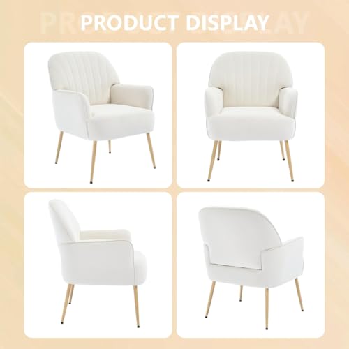 Velvet Accent Chair with Armrest, Modern Curved Back Barrel Chair, Soft Cushion Single Sofa for Living Room Bedroom Office Cafe Beige - color: Beige