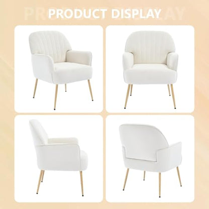 Velvet Accent Chair with Armrest, Modern Curved Back Barrel Chair, Soft Cushion Single Sofa for Living Room Bedroom Office Cafe Beige - color: Beige