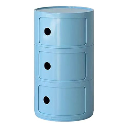 3 Tier Round Nightstand with Drawer, Royal Blue Round Side Table Small Plastic Storage End Table for Bedroom, Living Room, Bathroom - color: Royal Blue