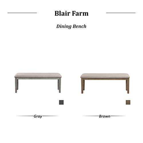 Homelegance Blair Upholstered Dining Bench, 48" W Entryway Bench, Sturdy Solid Wood Frame, Wire Brush Brown Finish, Comfortable Cushion Seat, Easy Assembly, Modern & Traditional, Gray/Brown - color: Gray/Brown, size: Bench