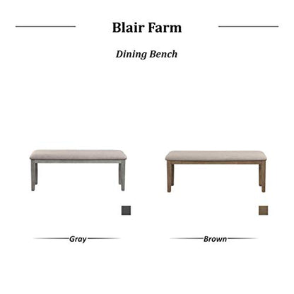 Homelegance Blair Upholstered Dining Bench, 48" W Entryway Bench, Sturdy Solid Wood Frame, Wire Brush Brown Finish, Comfortable Cushion Seat, Easy Assembly, Modern & Traditional, Gray/Brown - color: Gray/Brown, size: Bench
