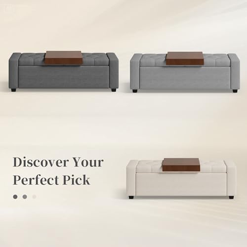 Upholstered Ottoman with Storage Bench (Charcoal) - color: Charcoal