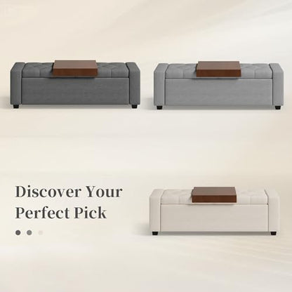 Upholstered Ottoman with Storage Bench (Charcoal) - color: Charcoal