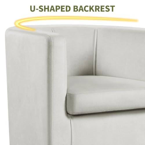 Yaheetech Barrel Accent Chair, Upholstered Modern Armchair, Beige | Soft Velvet Chair with High-Density Foam Seat, Barrel Sofa Chair for Living Room Bedroom Waiting Room - color: Beige, size: Set of 1