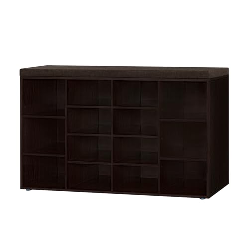 Shoe Storage Bench with Cushion, 14-Cubby Shoe Rack with Seat | 40.9"L Entryway Shoe Organizer Bench, Adjustable Shelves for Boots, Removable Washable Cushion, Closet/Hallway, Espresso - color: Espresso, size: 14 Cubby