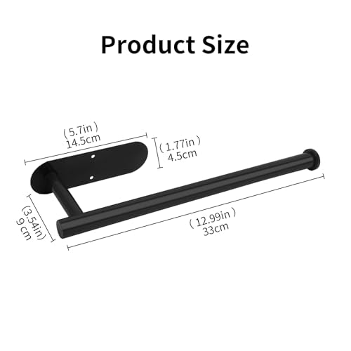 YeeBeny Pink Paper Towel Holder Self Adhesive Drilling for Kitchen Black | Paper Towel Holder As Wall Mount Tissue Rack Dual Install For Under Cabinet Saves Kitchen Counter Space - color: Black