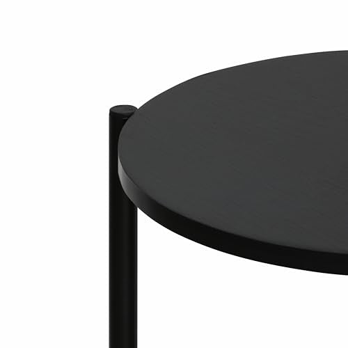 Furinno BESI 2-Tier Round Modern Coffee Table with Metal Legs, Side Table with Open Shelf, for Living Room, Bedroom, Home Office, Americano - color: Americano/Black, size: Metal Frame Coffee Table