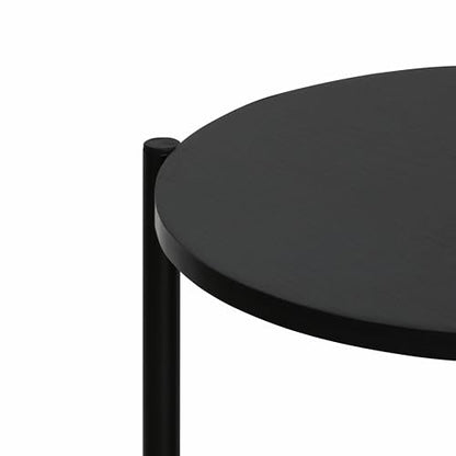 Furinno BESI 2-Tier Round Modern Coffee Table with Metal Legs, Side Table with Open Shelf, for Living Room, Bedroom, Home Office, Americano - color: Americano/Black, size: Metal Frame Coffee Table