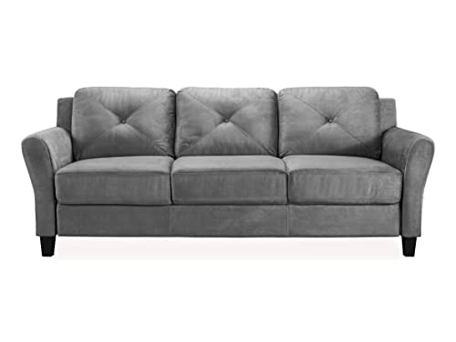 Studio Living Harrington 80.3" Sofa, Transitional Modern, Pocket Coil Comfort, Easy Assembly, Microfiber Fabric, Dark Grey - color: Dark Grey, size: Sofa
