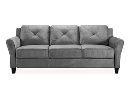 Studio Living Harrington 80.3" Sofa, Transitional Modern, Pocket Coil Comfort, Easy Assembly, Microfiber Fabric, Dark Grey - color: Dark Grey, size: Sofa