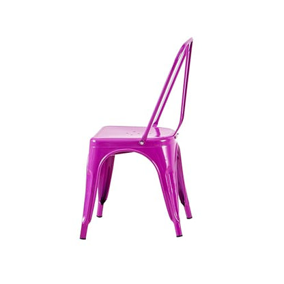 AC Pacific 18 Inch Seat Height Industrial Metal Dining Chairs, Stackable Kitchen or Bar Seat, Durable Modern Design, Versatile Accent Furniture, Set of 2, Purple - color: Purple, size: Set of 2