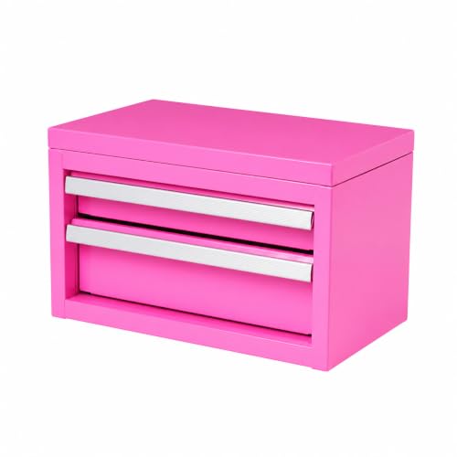 Mini 2-Drawer Bubble Gum Pink Steel Tool Box - color: Bubble Gum Pink, size: 2 Drawer