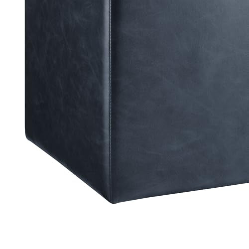 Studio Living® 18” Warren Ottoman Square Faux Leather Bench, Stationary Ottomans, Backless Chair, Footrest for Living Room, Footstool Office, Bedroom, Padded Seat, Navy Blue - color: Navy