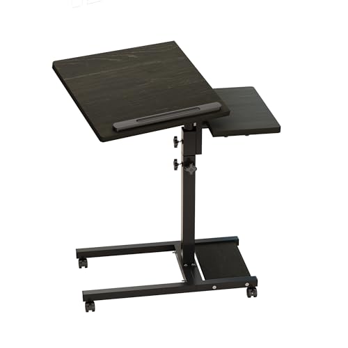 TigerDad Mobile Adjustable Height Laptop Stand PC Computer Portable Notebook Swivel Laptop Desk Rolling Table Desk Cart Tiltable with Wheels Casters& Mouse Pad Table - color: Dekuwood