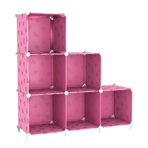 UNKU 6 Cube Storage Organizer, Closet Organizer Storage Shelves,Pink | DIY Stackable Bookcase, Clothes Organizer Shelf for Closet, Bedroom, Living Room, Cabinet, Home, Office - color: Pink, size: 6cube