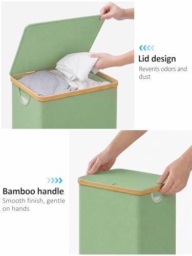IEGrow Laundry Hamper with Lid,110L Laundry Basket with Mesh Bags,Green | Dirty Clothes Hamper Basket with Bamboo Handle for Clothes Towels - color: Green, size: 110L
