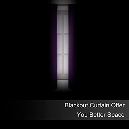 Purple Blackout Curtains/38 x 63 Inch/Set of 2 Panels Rod Pocket Room Darkening Curtains for Bedroom - color: Purple, size: 38"W x 63"L (Pack of 2)