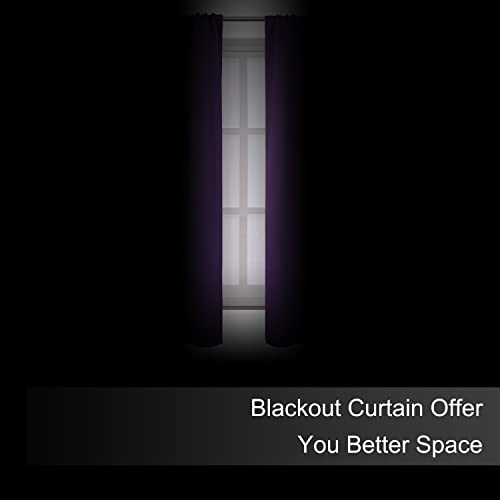 Purple Blackout Curtains/42 x 45 Inch/Set of 2 Panels Rod Pocket Room Darkening Curtains for Bedroom - color: Purple, size: 42"W x 45"L (Pack of 2)