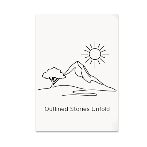 Minimalist Wall Art Poster Print - Outlined Stories Unfold - 13x19 - Modern Line Art Decor