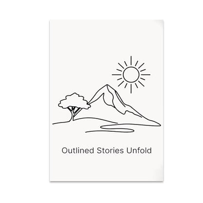 Minimalist Wall Art Poster Print - Outlined Stories Unfold - 13x19 - Modern Line Art Decor