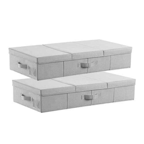 VEVOR Under Bed Storage with Lids, 31.7 x 15.9 x 6.1 Inch, 48L Large Underbed Clothes Storage Containers, Low Profile Gray Under Bed Drawer Shoe Organizer Bins Box for Blanket Shoe Bedroom, 2 Pack - style: A