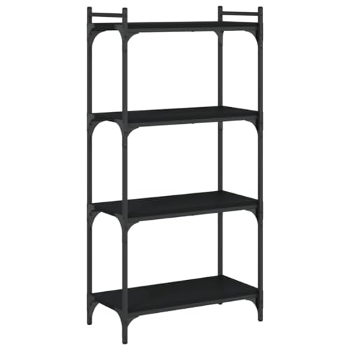 4-Tier Industrial Bookshelf, Black Open Bookcase with Metal Frame, Storage Display Rack for Living Room, Home Office, 23.6" x 11.8" x 47.2" - color: Black 7