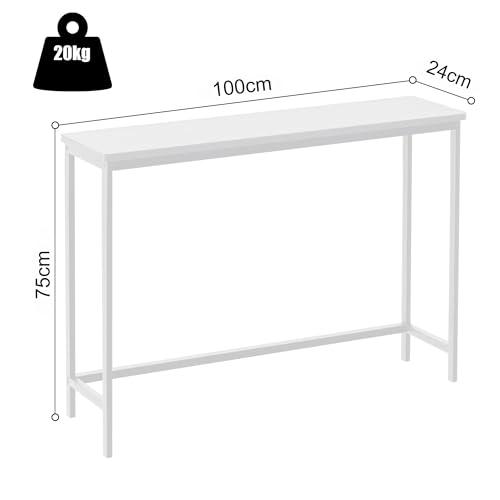 VASMIA Console Table, Entryway Table, Narrow Sofa Table, 39" Bamboo Hallway Table for Entryway, Living Room, Bedroom, Foyer, White - color: White, size: 9.44"D x 39.37"W x 29.52"H