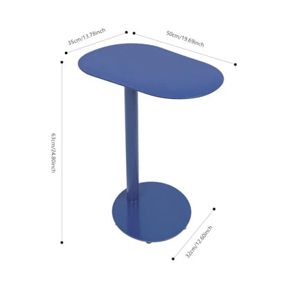 Metal C-Shaped Side Table, Modern End Table for Couch Sofa Bed Small Coffee Drink Tables 25" Height for Home Office Cafe - color: Blue