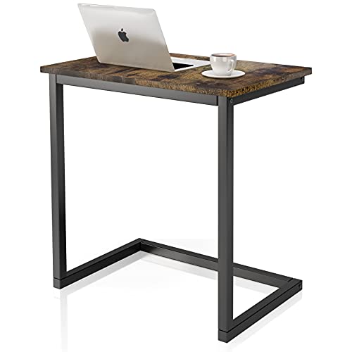 Sofa C Side End Table Wood Accent Couch Table Coffee Tray Snack Side Table Notebook Laptop Holder Over Bed Stand Reading Desk Rustic Brown Color 22x14x27 Space Saving for Living Room Bedroom - color: Rustic Brown Rustic Brown