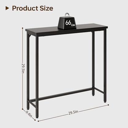 Narrow Entryway Console Table & Sofa Side Table - IndustrialHallway Table for Small Spaces, Behind Couch Table, Multi-Functional Living Room Bedroom Office,Black， 29.5" x 9.4" x 29.5" - color: Black