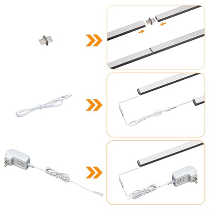 LUMILAND 6 Pcs 12-inch Led Under Cabinet Lighting Plug-in with Hand Wave, Dimmable 6000K Cold White Under Counter Lights Linkable with Memory Function for Kitchen