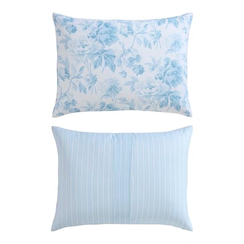 Laura Ashley - Twin Comforter Set, Bedding Set Includes Matching Bed Sheets, Sham & Pillowcase, Medium Weight, Oeko-TEX Certified (Anja Blue) - color: Anja Blue, size: Twin