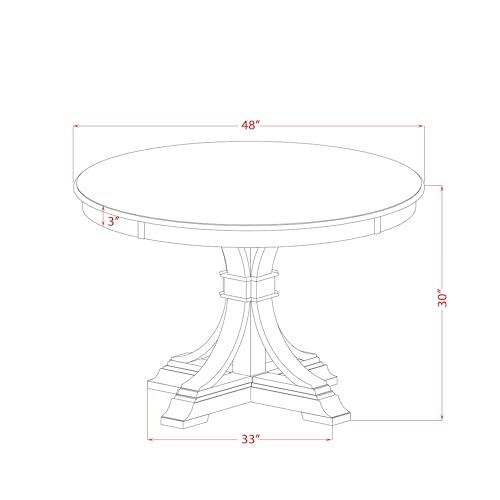 FE7-0N-TP Modern Dining Table with Acacia Wood Round Tabletop and Elegant Pedestal Base - Antique Walnut Finish - color: Fe7-0n-tp, size: 48x48 Inch