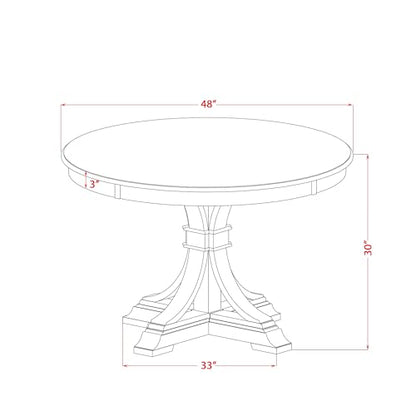 FE7-0N-TP Modern Dining Table with Acacia Wood Round Tabletop and Elegant Pedestal Base - Antique Walnut Finish - color: Fe7-0n-tp, size: 48x48 Inch