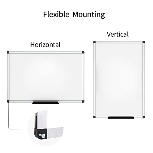 VIZ-PRO Dry Erase Board/Magnetic White Board, 48 X 32 Inches, Silver Aluminium Frame - size: 48"W x 32"H