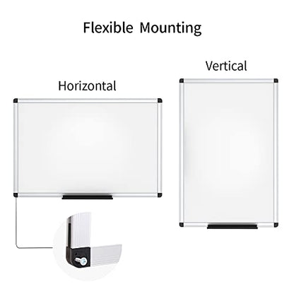VIZ-PRO Dry Erase Board/Magnetic White Board, 48 X 32 Inches, Silver Aluminium Frame - size: 48"W x 32"H