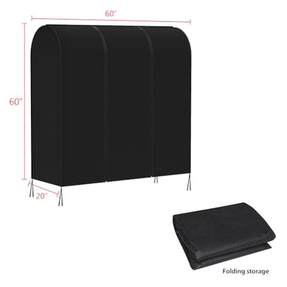 Zilink Garment Rack Cover Clothes Rack Cover Wardrobe Cover 60in, Black | Dustproof, Breathable, 2 Durable Zippers, Garment Bags Protector for Garment Rack (Rack Not Included) - size: 60"L x 20"W x 60"H - Black