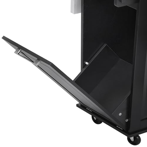 50.7" Kitchen Island with Storage Tilt Trash Can Cabinet and Pull Out Cabinet Organizer, Rolling Kitchen Island on 5 Wheels with Drop Leaf (Black/tt) - color: Black/Tt)