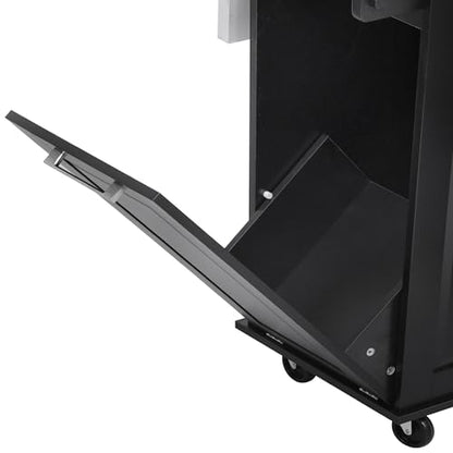 50.7" Kitchen Island with Storage Tilt Trash Can Cabinet and Pull Out Cabinet Organizer, Rolling Kitchen Island on 5 Wheels with Drop Leaf (Black/tt) - color: Black/Tt)