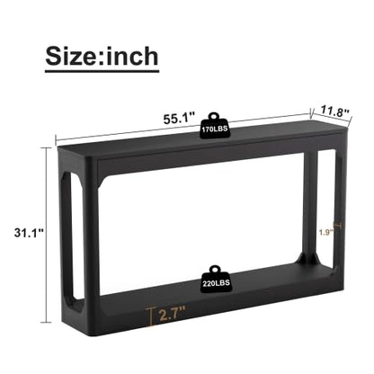 55.1" Console Table, Entryway Sofa Table for Hallway, Black | Engineered wood, Slim console table, curved legs, 2-tier storage, entryway hallway sofa living room - color: Black