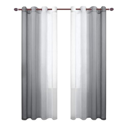 DWCN Ombre Grey Faux Linen Sheer Curtains - Semi Voile Gradient Grommet Top Curtains for Bedroom and Living Room, 52 x 108 Inches Long, Set of 2 Window Curtain Panels - color: Grey, size: 52"W x 108"L (Pack of 2)