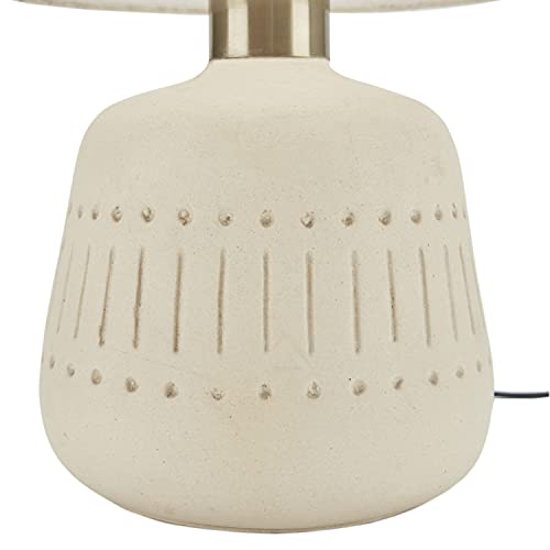 Nourison Home 16" Cream Natural Textured Ceramic Accent Table Lamp, Farmhouse, Boho, for Bedroom, Living Room, End Table, Coffee Table Lamp