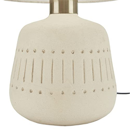 Nourison Home 16" Cream Natural Textured Ceramic Accent Table Lamp, Farmhouse, Boho, for Bedroom, Living Room, End Table, Coffee Table Lamp
