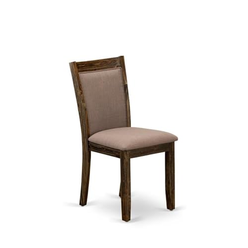 East West Furniture MZC7T48 Monza Parson Dining Chairs - Coffee Linen Fabric Padded Chairs, Set of 2, Distressed Jacobean - color: Mzc7t48