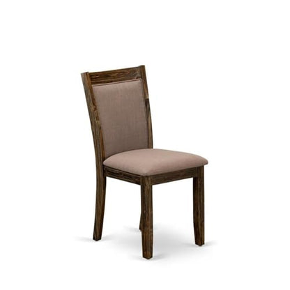 East West Furniture MZC7T48 Monza Parson Dining Chairs - Coffee Linen Fabric Padded Chairs, Set of 2, Distressed Jacobean - color: Mzc7t48