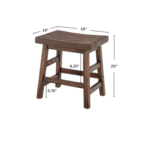 Alaterre Furniture Pomona 20-Inch Counter Height Saddle Seat Barstool – Solid Wood, Backless Rustic Farmhouse Stool in Natural Finish for Kitchen Island or Dining Room (Natural) - style: Wood Frame Barstool