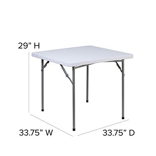 EMMA + OLIVER 2.81-Foot Square Granite White Plastic Card and Game Table | Lightweight, Easy Storage, Event and Banquet Table
