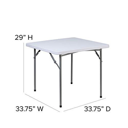 EMMA + OLIVER 2.81-Foot Square Granite White Plastic Card and Game Table | Lightweight, Easy Storage, Event and Banquet Table