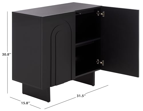 SAFAVIEH Furniture - Simi Media Stand for TVs up to 28" - Black Compact Entertainment Media Console - Storage Cabinet for Living Room, Bedroom (MED3119B) - color: Black