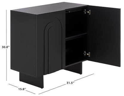 SAFAVIEH Furniture - Simi Media Stand for TVs up to 28" - Black Compact Entertainment Media Console - Storage Cabinet for Living Room, Bedroom (MED3119B) - color: Black